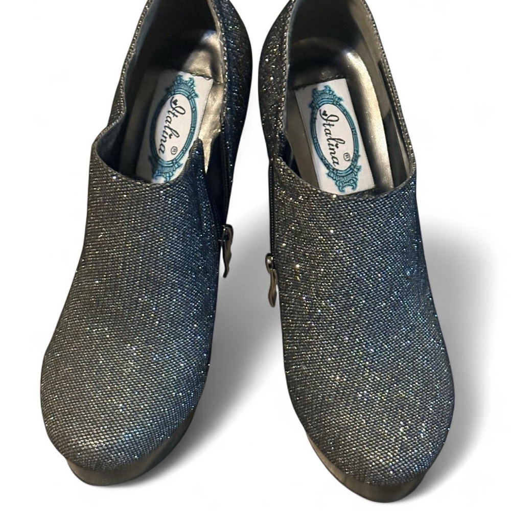 Italina Sparkling Black Ankle Booties
